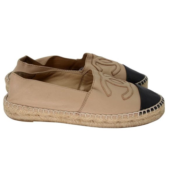 Chanel Espadrille CC 35 Leather Cap Toe Flats CC-S0207P-C029 - Picture 7 of 10